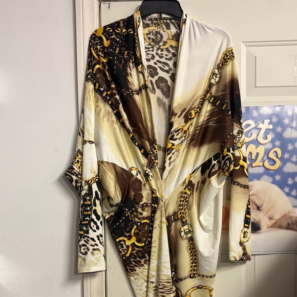 Leopard Print Chain Pattern Open Back Dress - Picture 4 of 6